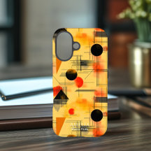 Boitier téléphonique Orange et Noir Warm Géométriq