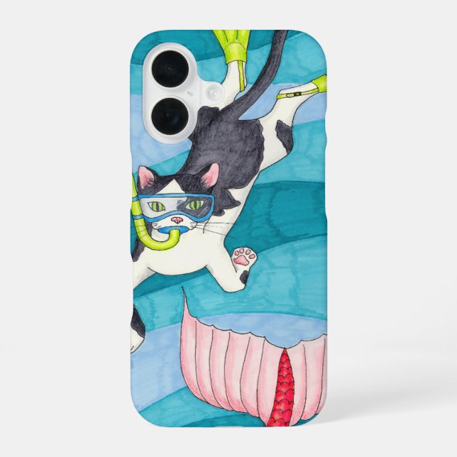 Coque iPhone 16 Boîtier téléphonique Scuba Kitty (Verso)