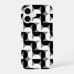 Coque iPhone 16 Bol à motif milieu de siècle noir et blanc
