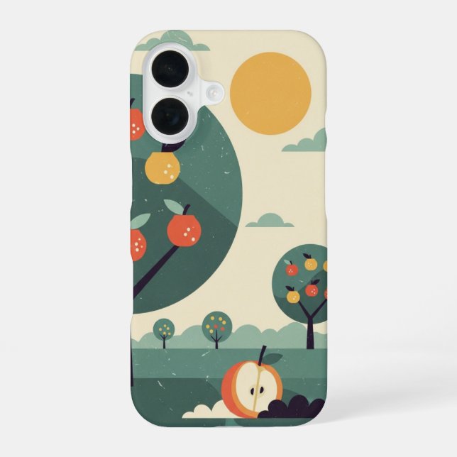 Coque iPhone 16 Bosquet Rétro aux Couleurs Douces (Verso)