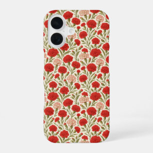 Coque iPhone 16 Botanique esthétique carnation rouge florale