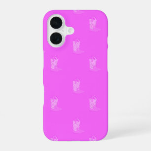 Coque iPhone 16 Bottes de cowboy étoiles motif rose