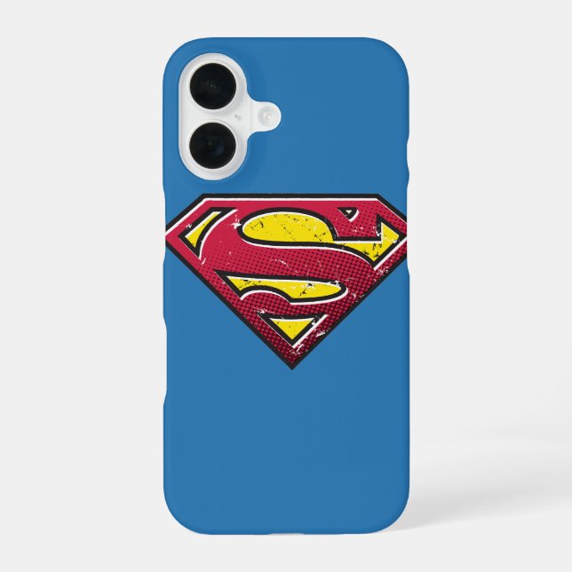 Coque iPhone 16 Bouclier S de Superman | Logo rayures (Verso)