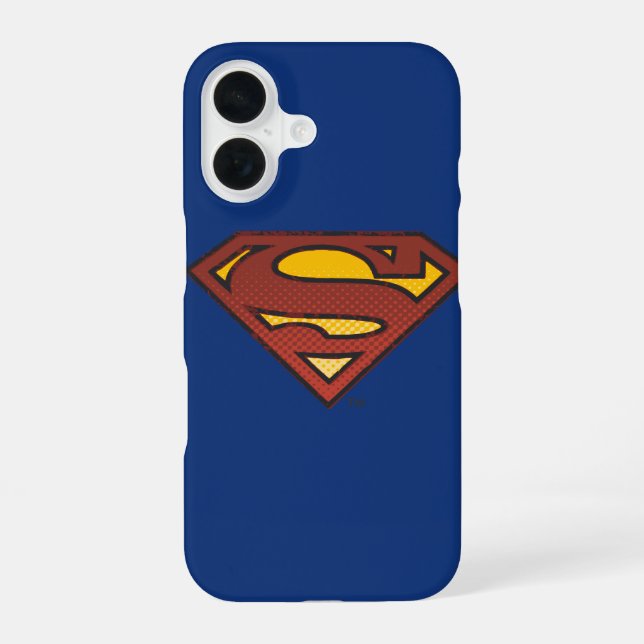 Coque iPhone 16 Bouclier Superman S | Logo Points Délavés (Verso)