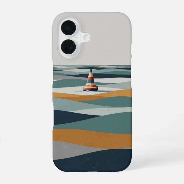 Coque iPhone 16 Bouée sur vagues géométriques (Verso)