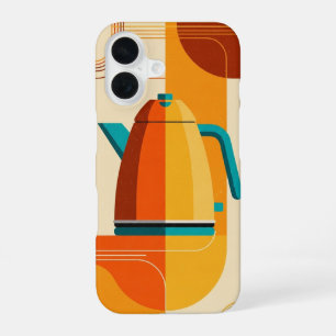 Coque iPhone 16 Bouilloire rétro minimaliste