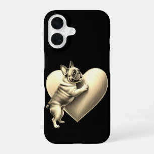Coque iPhone 16 Bouledogue Français Je t'aime