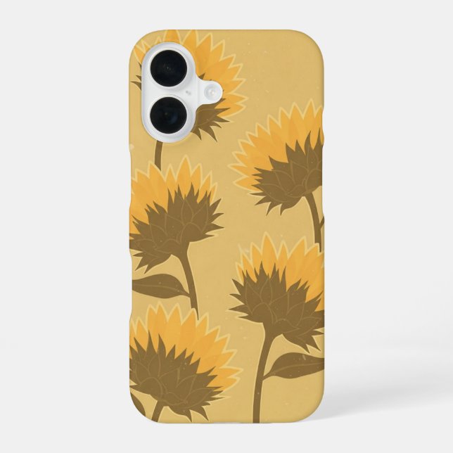Coque iPhone 16 Bourgeons de tournesol vintage (Verso)
