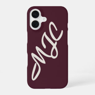 Coque iPhone 16 Bourgogne foncé Monogramme personnalisé