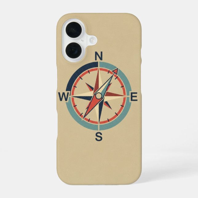 Coque iPhone 16 Boussole nautique vintage (Verso)