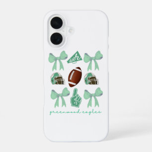 Coque iPhone 16 Bow de football personnalisé École personnalisée ,