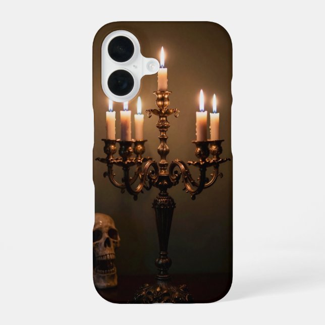 Coque iPhone 16 Brass Candelabra and Skull Gothic Case (Verso)