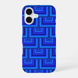 Coque iPhone 16 Brayures bleues carré motif