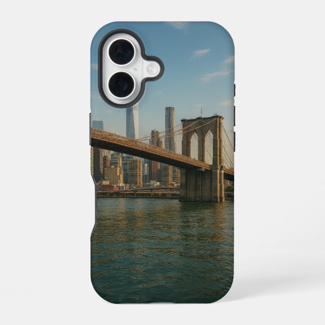 Coque iPhone 16 Brooklyn Bridge et NYC Skyline (Verso)