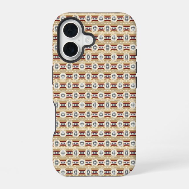 Coque iPhone 16 Brown pattern in #faf3e0, #c9a66b, #7d1d, #646e7 (Verso)
