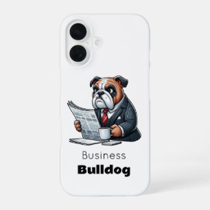 Coque iPhone 16 "Bulldog des Affaires – Drôle de Chien en Costard"
