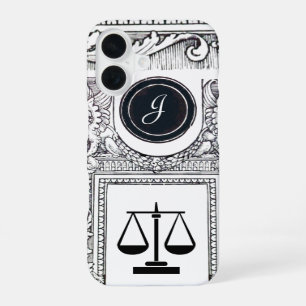 Coque iPhone 16 CABINET JURIDIQUE JUSTICE, AVOCAT Monogramme blanc