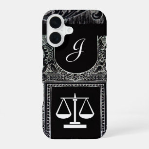 Coque iPhone 16 CABINET JURIDIQUE JUSTICE, AVOCAT Monogramme Noir