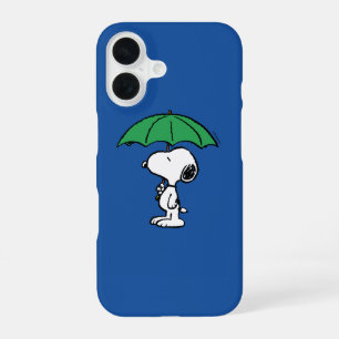 Coque iPhone 16 cacahuètes   Parapluie vert Snoopy