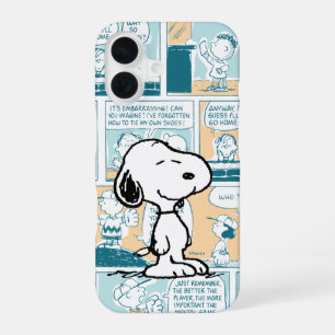 Coque iPhone 16 cacahuètes Snoopy Comic Motif