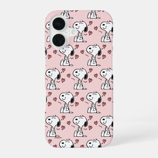 Coque iPhone 16 Cachou | Cœurs de Snoopy (Verso)