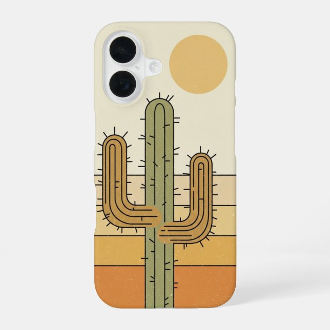 Coque iPhone 16 Cactus de désert vintage (Verso)