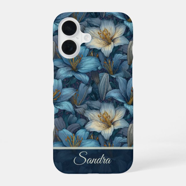 Coque iPhone 16 Cadeau classique de la Saint-Valentin Fleurs de ly (Verso)