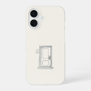 Coque iPhone 16 Cadeau d'introverti Minimaliste Dessin au trait Po