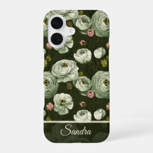 Coque iPhone 16 Cadeau Élégant pour Femme Fleur de Ranunculus Nom