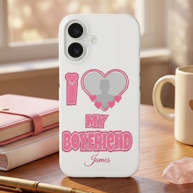 Coque iPhone 16 Cadeau personnalisé J'aime mon petit ami – Ajoutez (Créateur téléchargé)