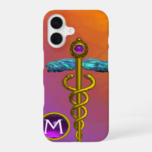 Coque iPhone 16 CADUCÉE MÉDICAL EN OR SYMBOLE Monogramme Bijou Vio