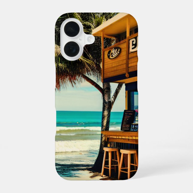 Coque iPhone 16 Cafe Bar de la plage de Bali (Verso)