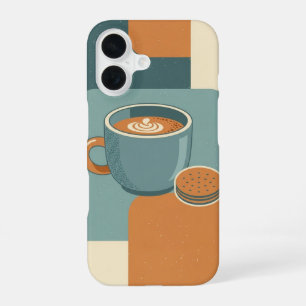 Coque iPhone 16 Café et Cookie Rétro Minimaliste