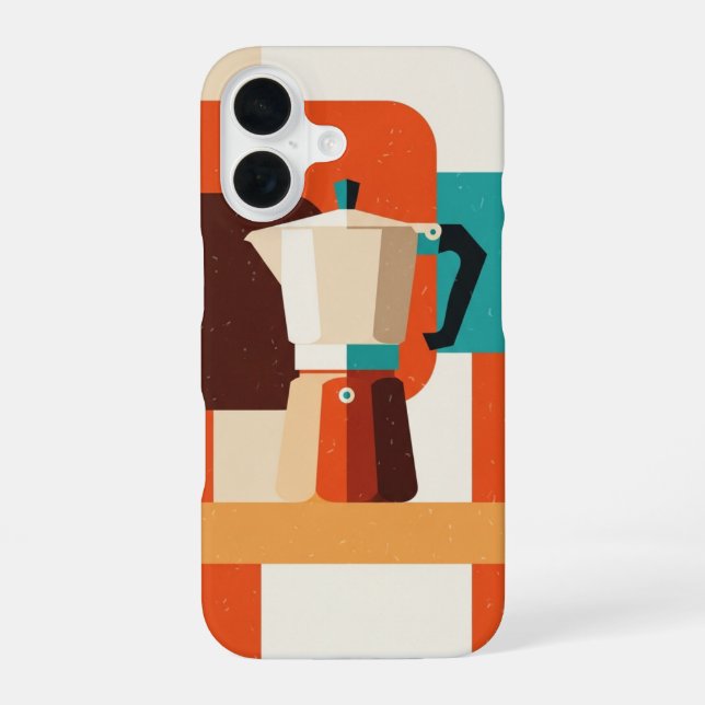 Coque iPhone 16 Cafetière Moka Rétro (Verso)