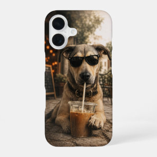 Coque iPhone 16 Cahier photo spiraleArt mural de chien rétro vinta