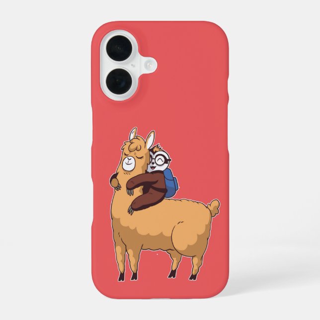 Coque iPhone 16 Câlins d'amour de lama (Verso)