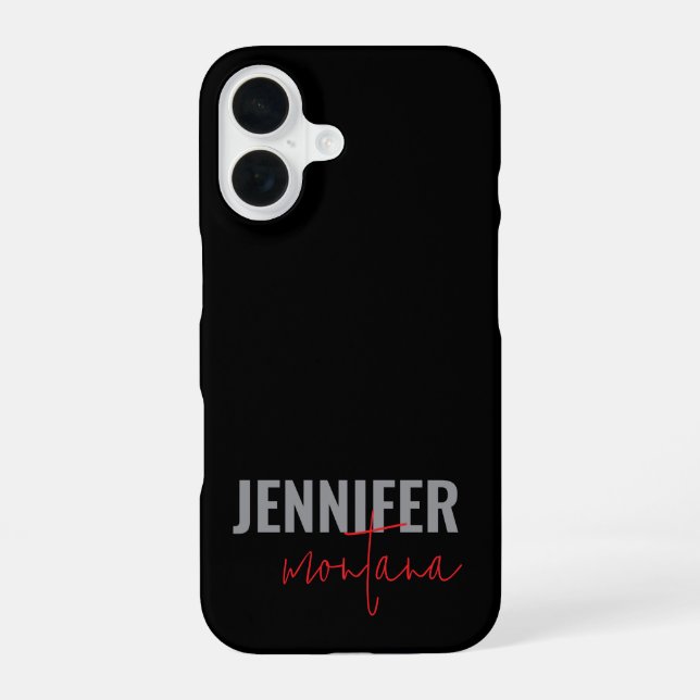Coque iPhone 16 Calligraphie Élégant Simple Ajouter Votre Nom (Verso)