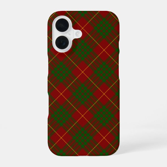 Coque iPhone 16 Cameron tartan rouge vert carreau (Verso)