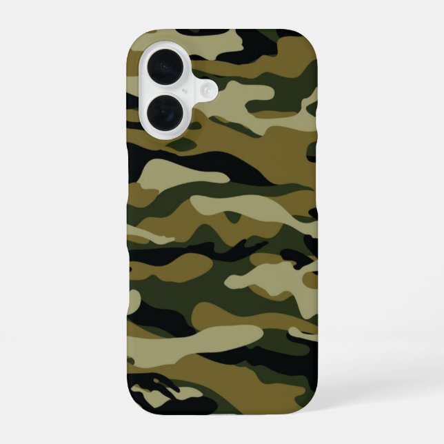 Coque iPhone 16 Camo vert foncé (Verso)