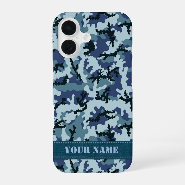 Coque iPhone 16 Camouflage marine (Verso)