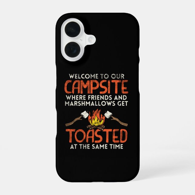 Coque iPhone 16 Camping feu et Marshmallows (Verso)