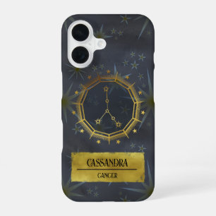 Coque iPhone 16 Cancer Dark Zodiac Astrologie : Noir & Or