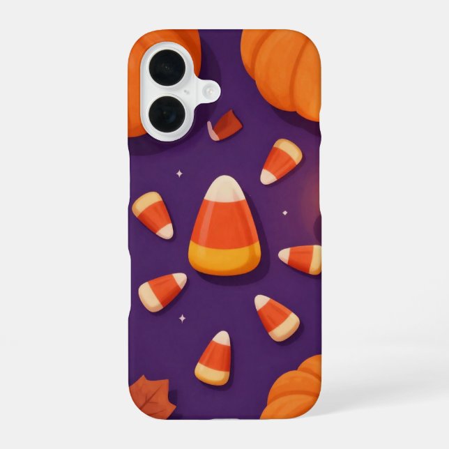 Coque iPhone 16 Candy Corn and Pumpkins Halloween Case (Verso)