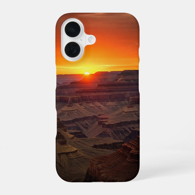 Coque iPhone 16 Canyon Coucher de Soleil Rétro (Verso)