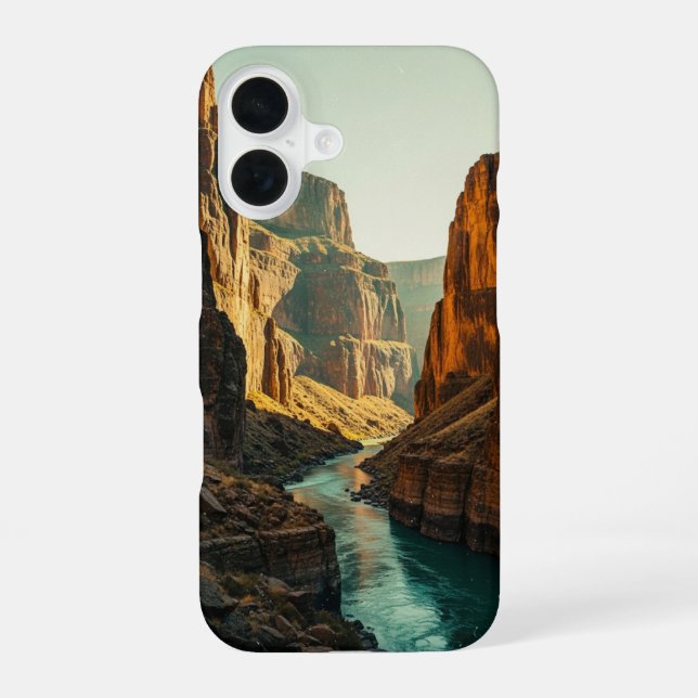 Coque iPhone 16 Canyon de la rivière vintage (Verso)