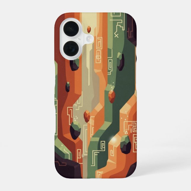 Coque iPhone 16 Canyon Pixel Art de Fantasy Rétro (Verso)