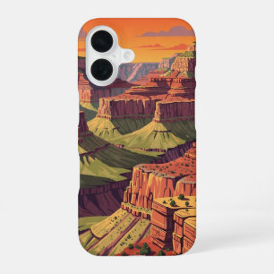 Coque iPhone 16 Canyon Rétro au Coucher du Soleil
