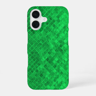 Coque iPhone 16 carreau métallisé diamant vert émeraude