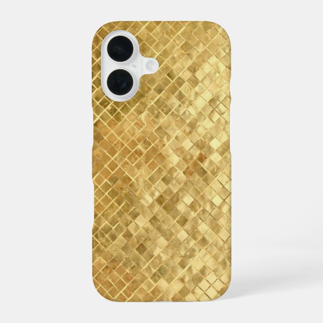 Coque iPhone 16 Carreau Texturé Doré (Verso)