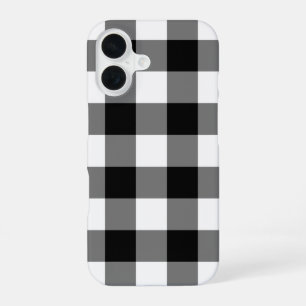 Coque iPhone 16 Carreaux Classiques Buffalo Noir et Blanc